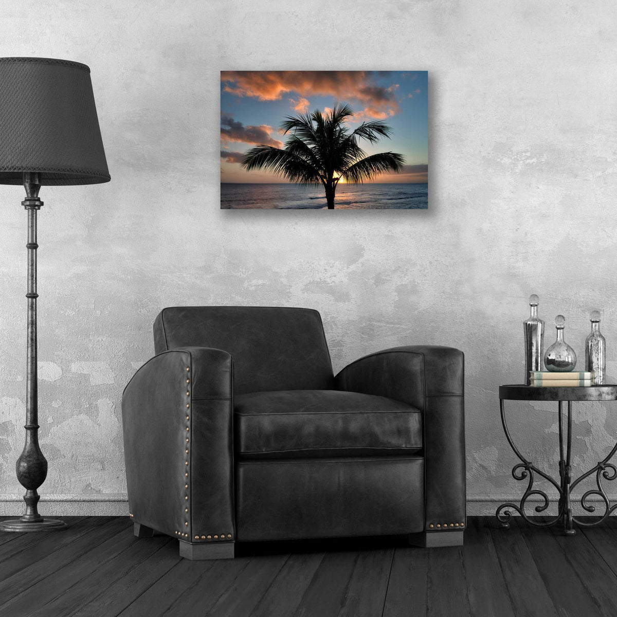 Epic Art 'Palm Tree Sunset II' by Dennis Frates, Acrylic Glass Wall Art,24x16