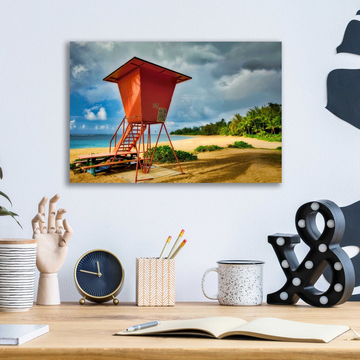 Epic Art 'Lifeguard Tower II' by Dennis Frates, Acrylic Glass Wall Art,16x12