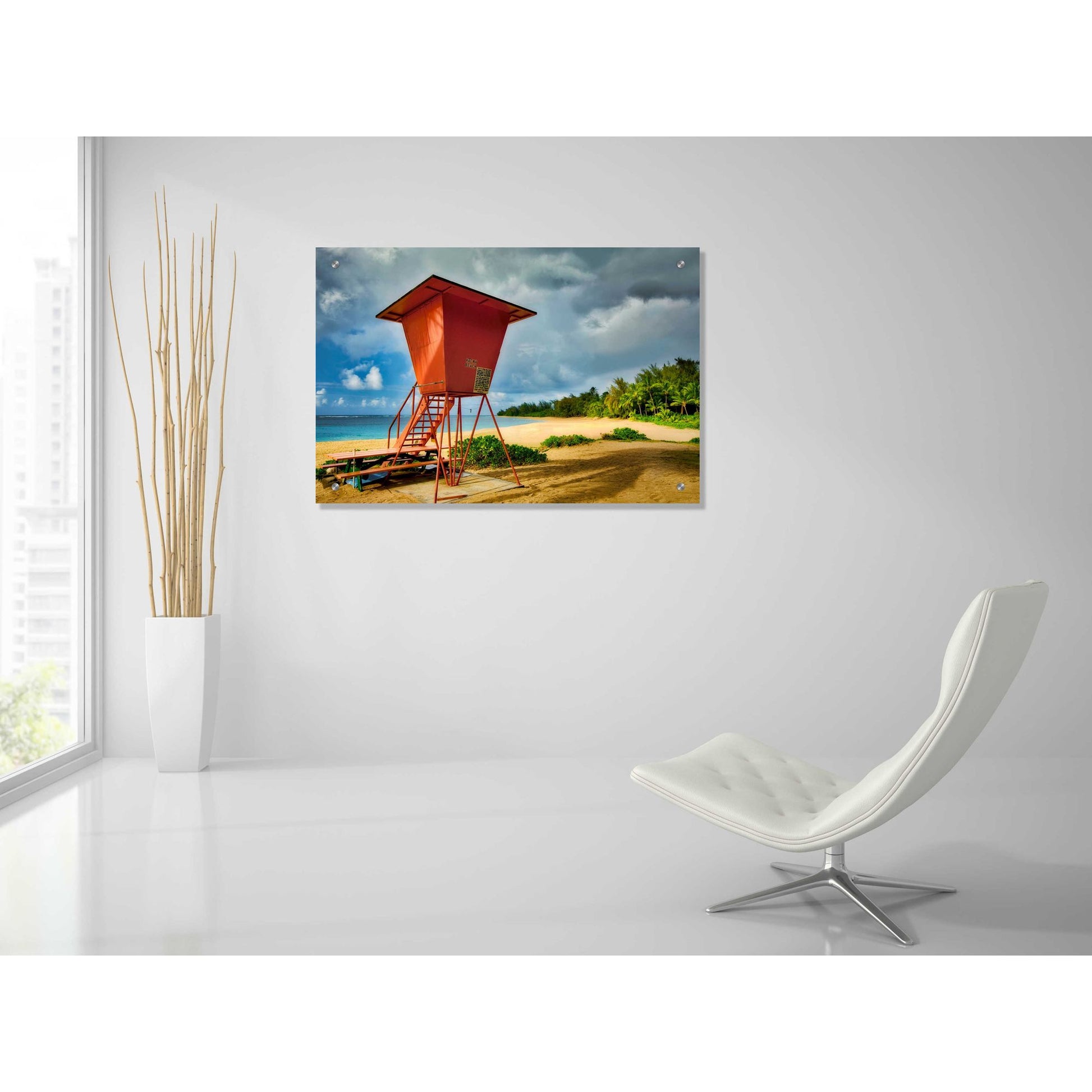 Epic Art 'Lifeguard Tower II' by Dennis Frates, Acrylic Glass Wall Art,36x24