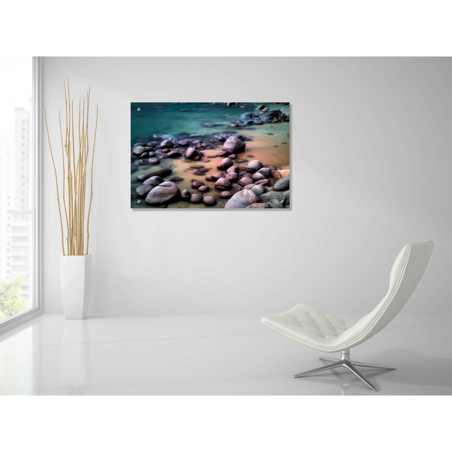 Epic Art 'Rocky Beach' by Dennis Frates, Acrylic Glass Wall Art,36x24