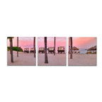Epic Art 'Pink Beach' by Dennis Frates, Acrylic Glass Wall Art, 3 Piece Set