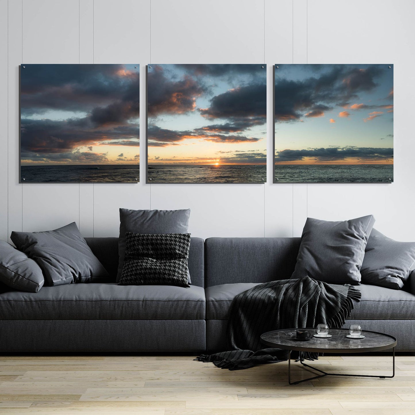 Epic Art 'Horizon Line' by Dennis Frates, Acrylic Glass Wall Art, 3 Piece Set,108x36