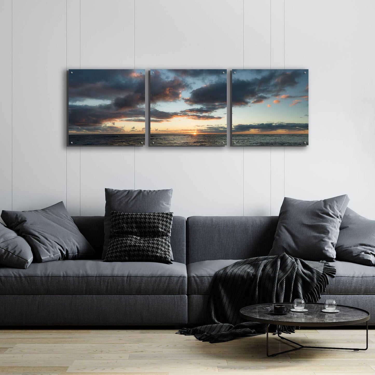 Epic Art 'Horizon Line' by Dennis Frates, Acrylic Glass Wall Art, 3 Piece Set,72x24