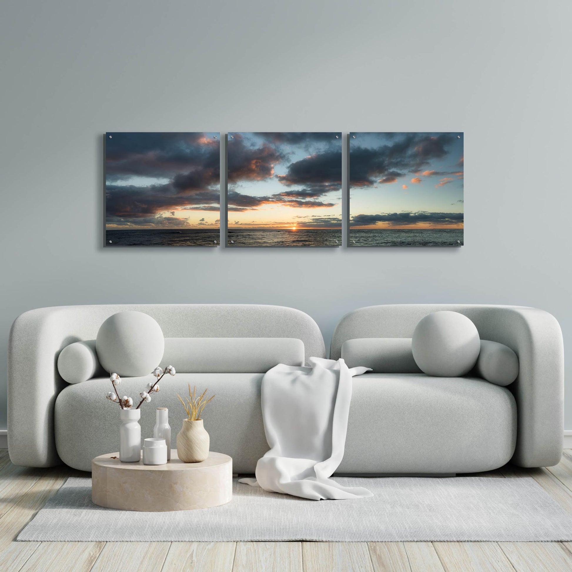 Epic Art 'Horizon Line' by Dennis Frates, Acrylic Glass Wall Art, 3 Piece Set,72x24