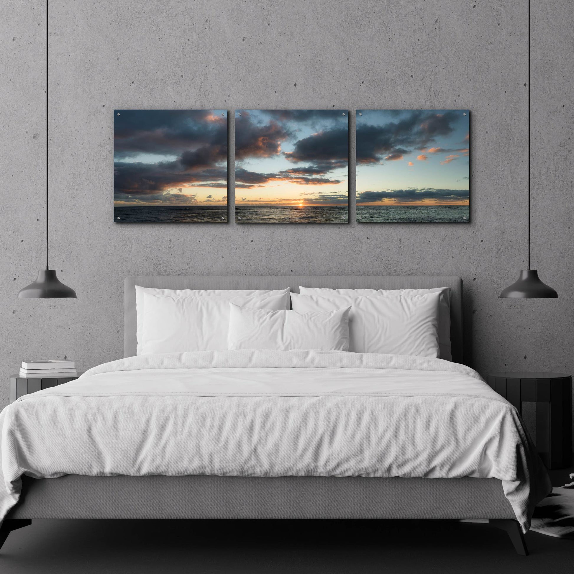 Epic Art 'Horizon Line' by Dennis Frates, Acrylic Glass Wall Art, 3 Piece Set,72x24