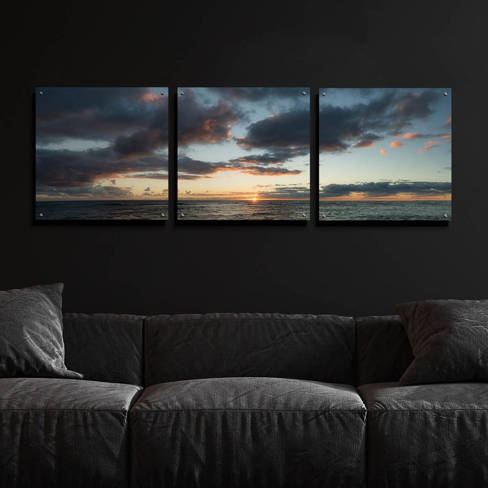 Epic Art 'Horizon Line' by Dennis Frates, Acrylic Glass Wall Art, 3 Piece Set,72x24