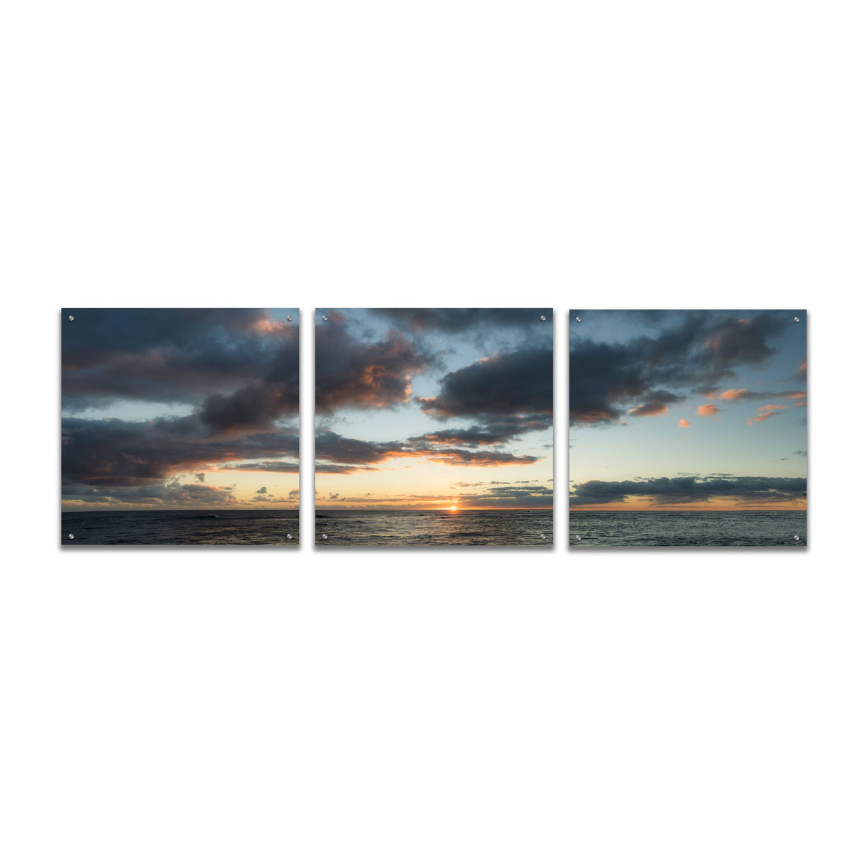 Epic Art 'Horizon Line' by Dennis Frates, Acrylic Glass Wall Art, 3 Piece Set