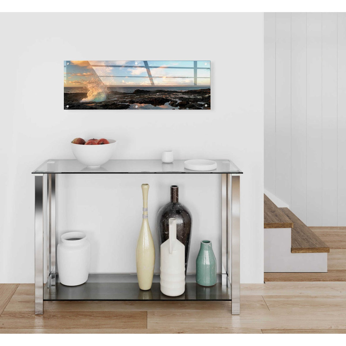 Epic Art 'Crashing' by Dennis Frates, Acrylic Glass Wall Art,36x12