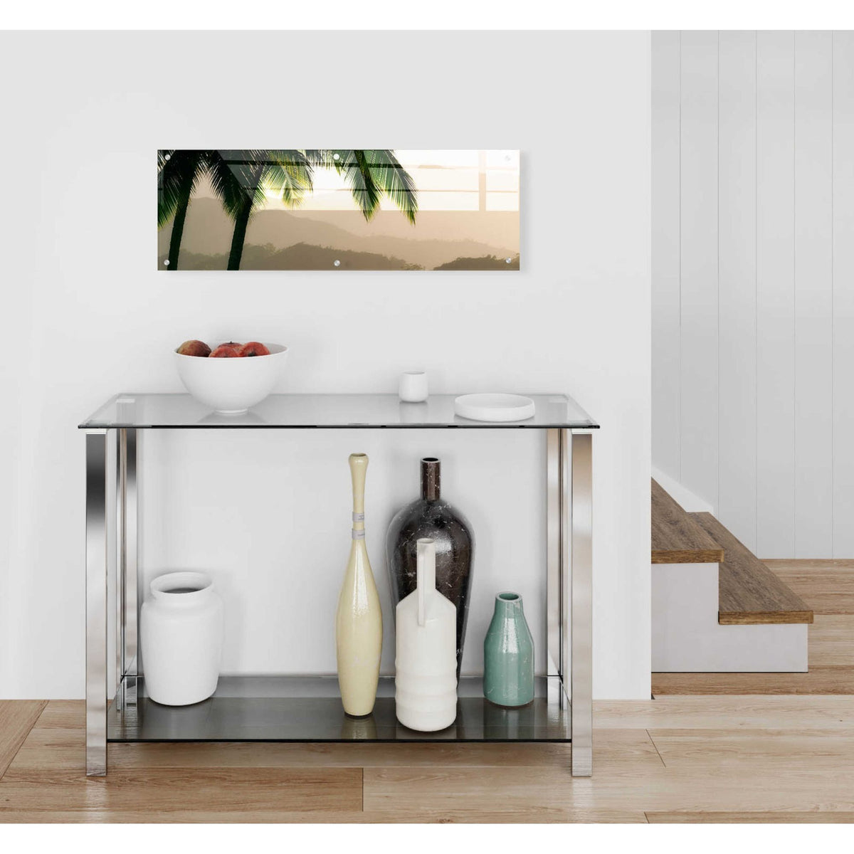 Epic Art 'Misty Palms IV' by Dennis Frates, Acrylic Glass Wall Art,36x12