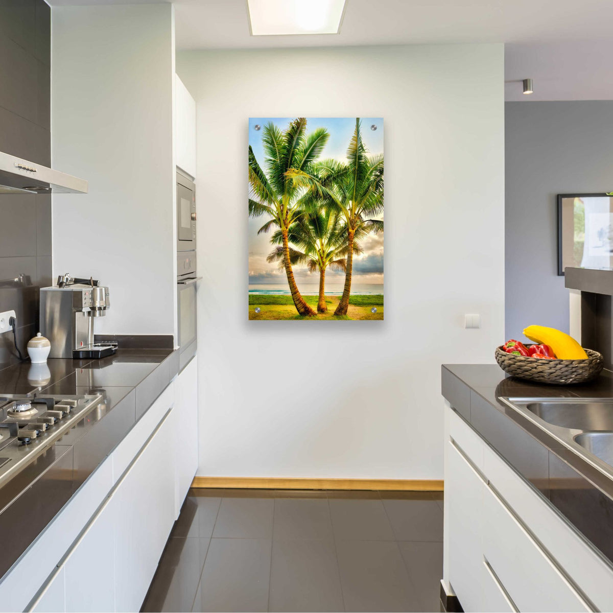 Epic Art 'Triple Palm' by Dennis Frates, Acrylic Glass Wall Art,24x36