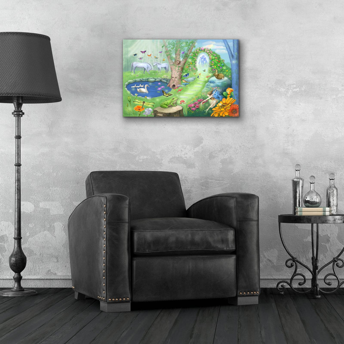 Fantasy Garden Harmony by Art and a Little Magic - 24x16 acrylic wall art in a room