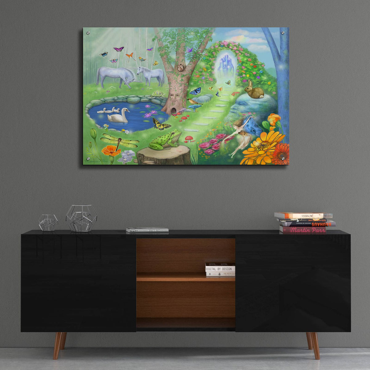 Fantasy Garden Harmony by Art and a Little Magic - 36x24 acrylic wall art in a room