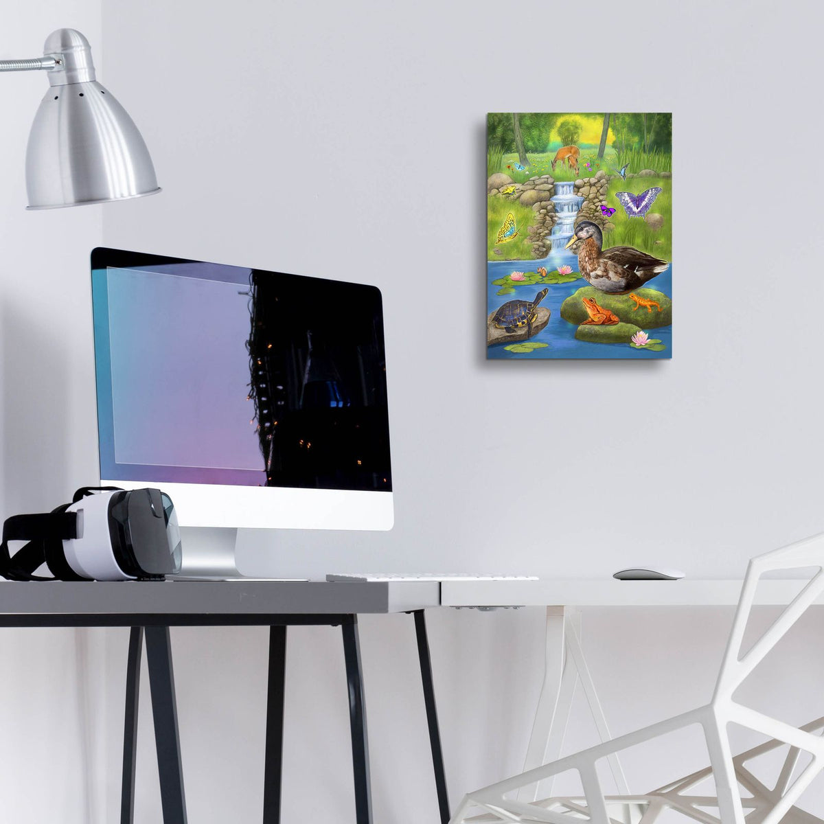 Hidden Pond Magic by Art and a Little Magic - 12x16 acrylic wall art in a room