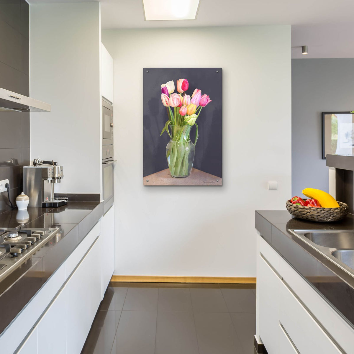 Tulips In Vase by Art and a Little Magic - 24x36 acrylic wall art in a room
