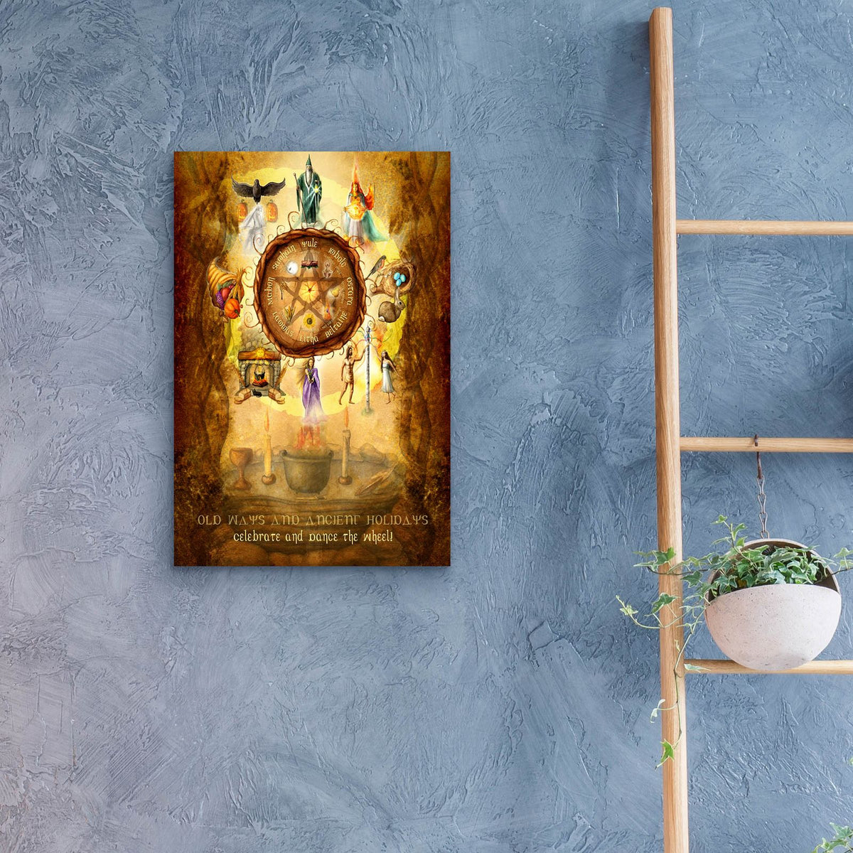 Wheel Of The Year by Art and a Little Magic - 16x24 acrylic wall art in a room