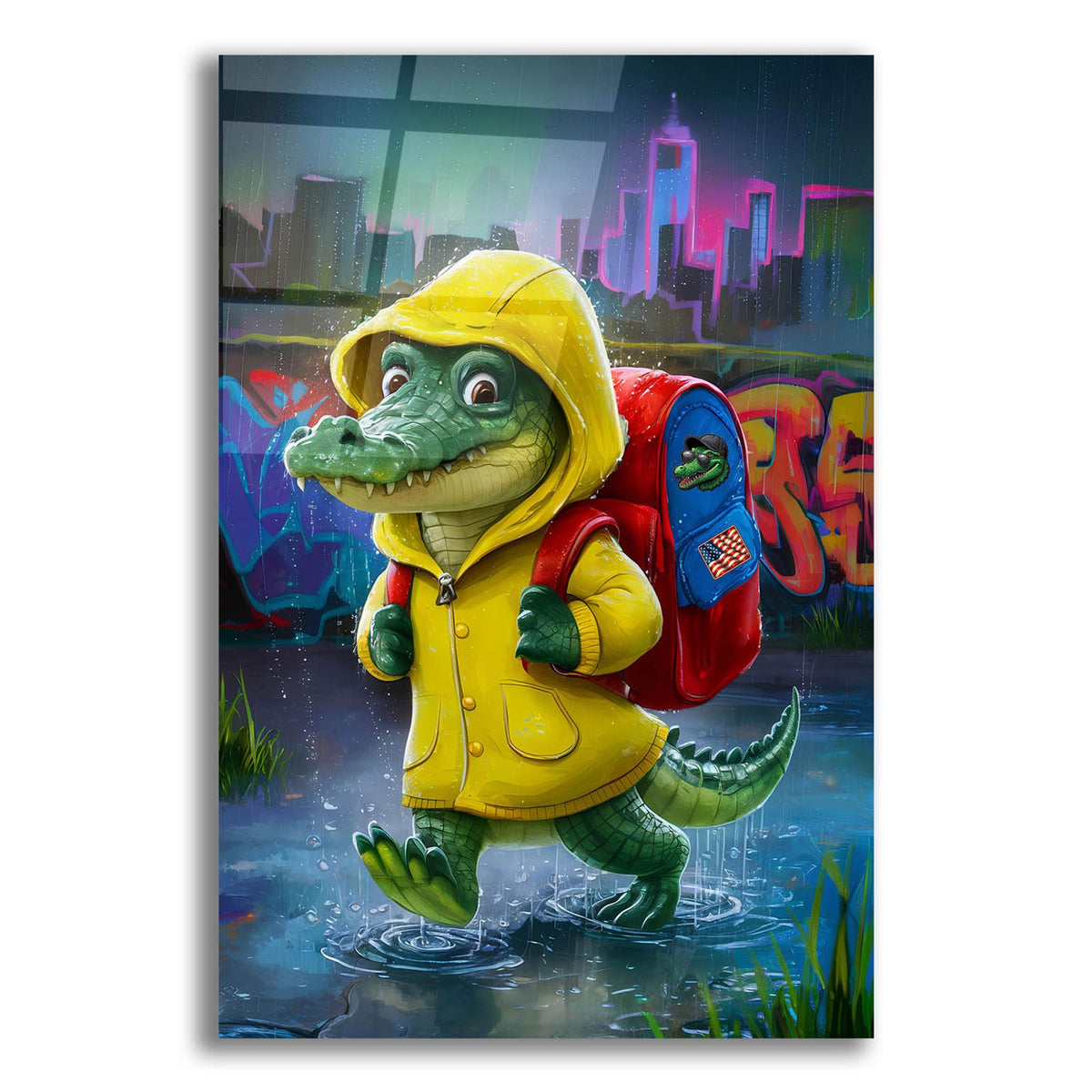 Baby Croc Going To School by Andreas Magnusson acrylic glass wall art