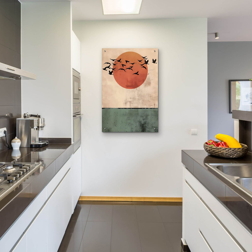 Birds Flying In The Sunset by Andreas Magnusson - 24x36 acrylic wall art in a room