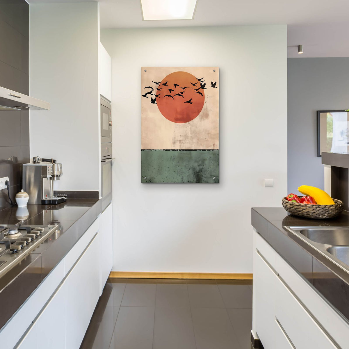 Birds Flying In The Sunset by Andreas Magnusson - 24x36 acrylic wall art in a room