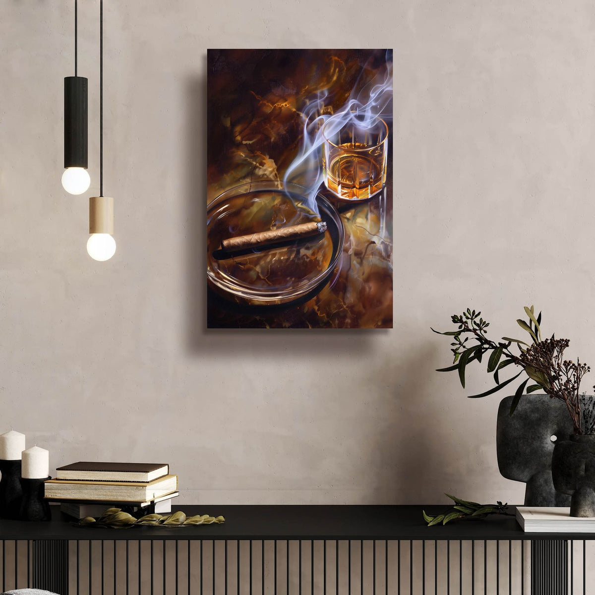 Cigar And A Whiskey by Andreas Magnusson - 16x24 acrylic wall art in a room