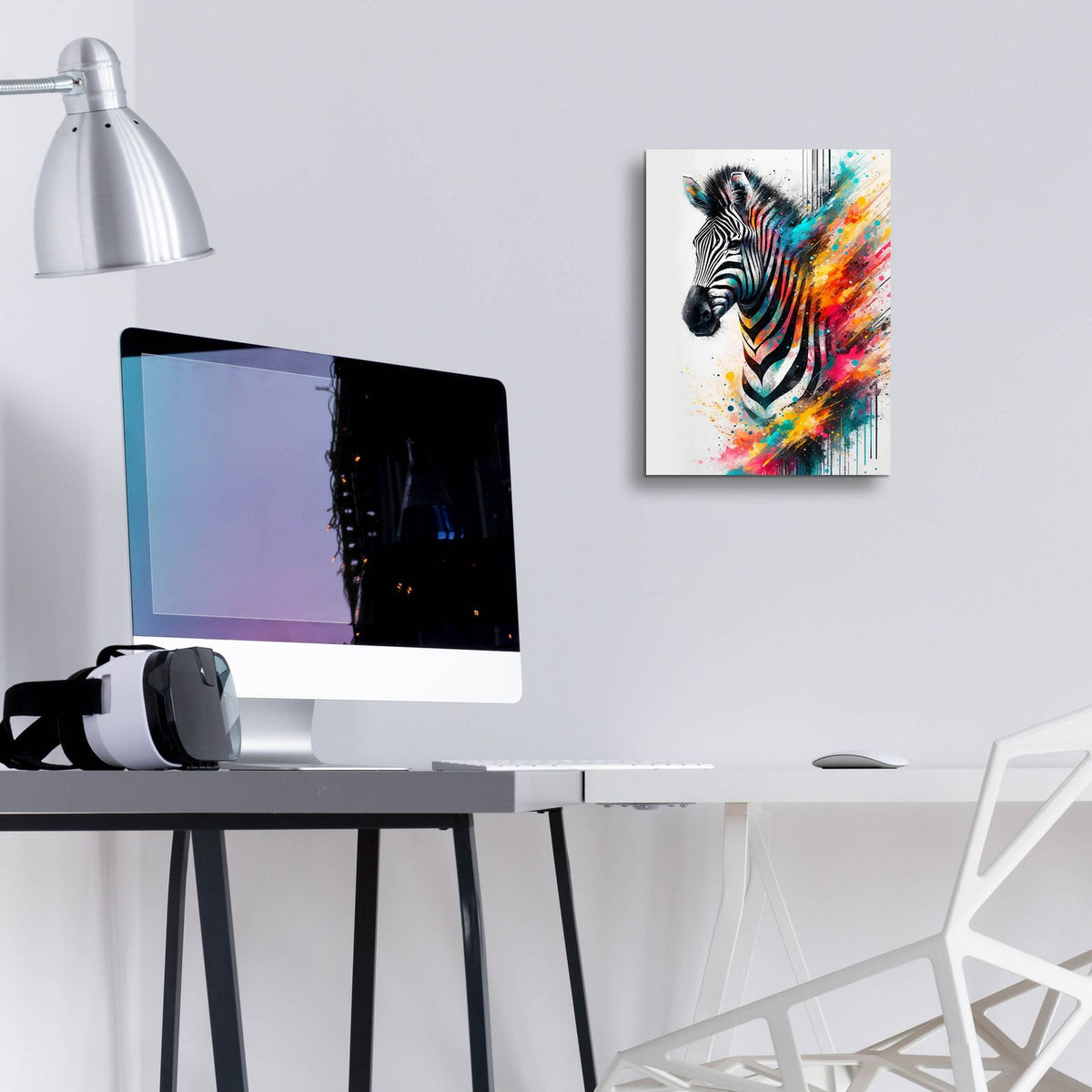 Colorful Zebra by Andreas Magnusson - 12x16 acrylic wall art in a room