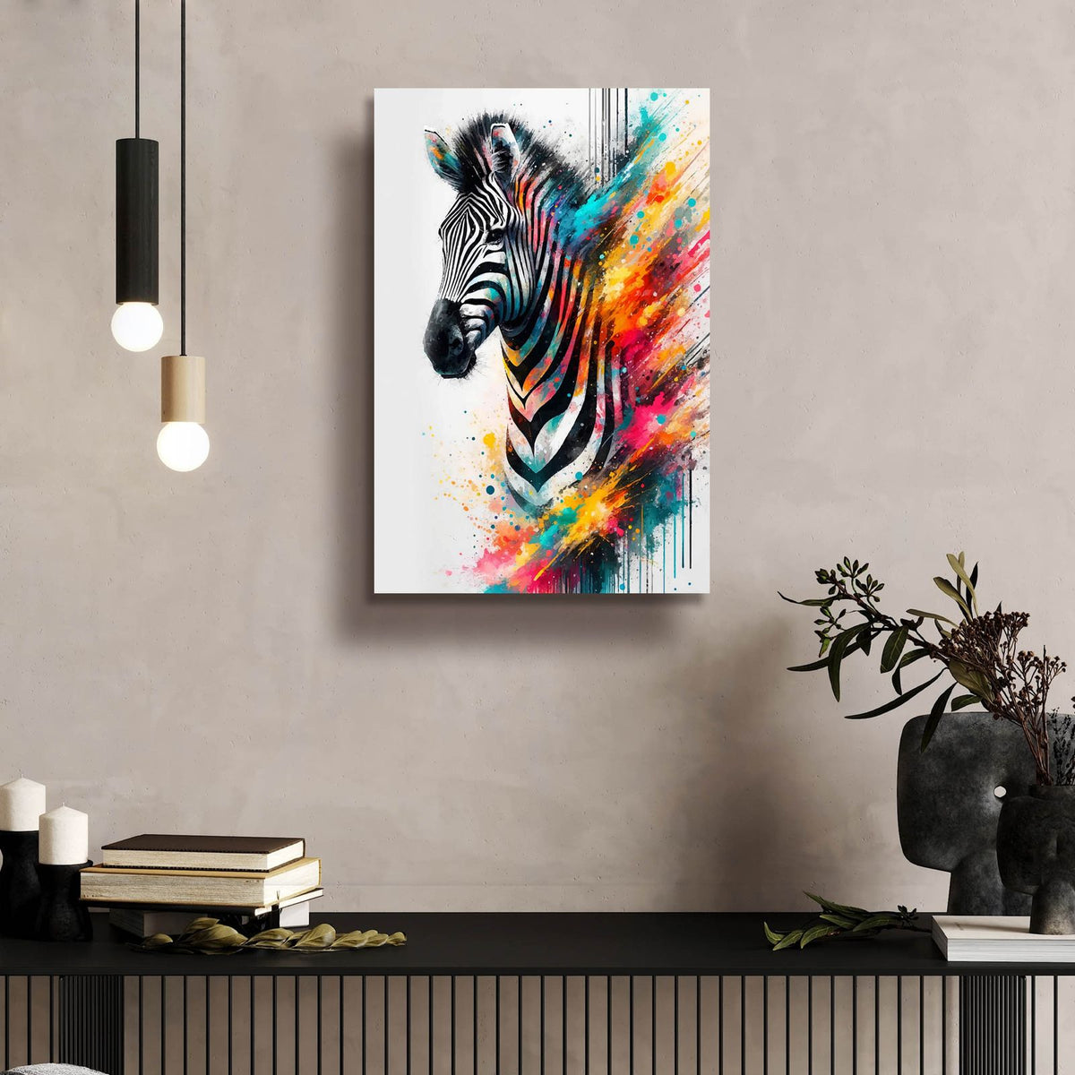 Colorful Zebra by Andreas Magnusson - 16x24 acrylic wall art in a room
