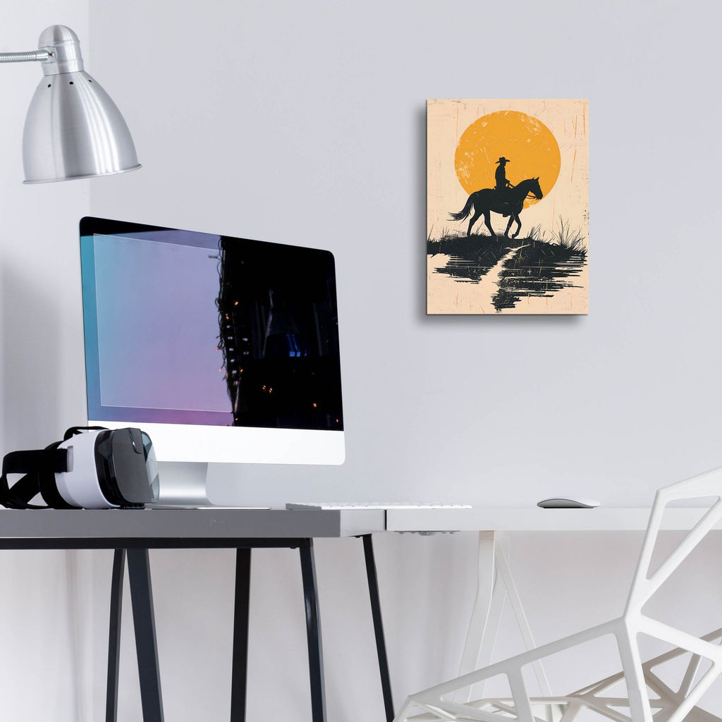 Cowboy In The Sunset by Andreas Magnusson - 12x16 acrylic wall art in a room