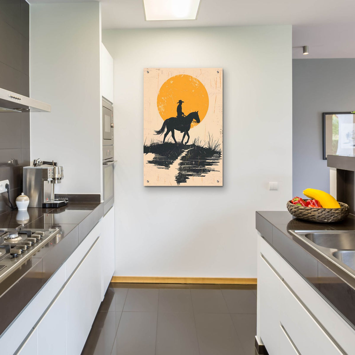 Cowboy In The Sunset by Andreas Magnusson - 24x36 acrylic wall art in a room