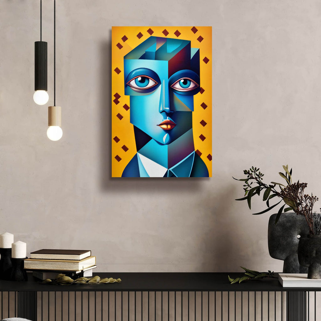 Cubist Abstract Face by Andreas Magnusson - 16x24 acrylic wall art in a room