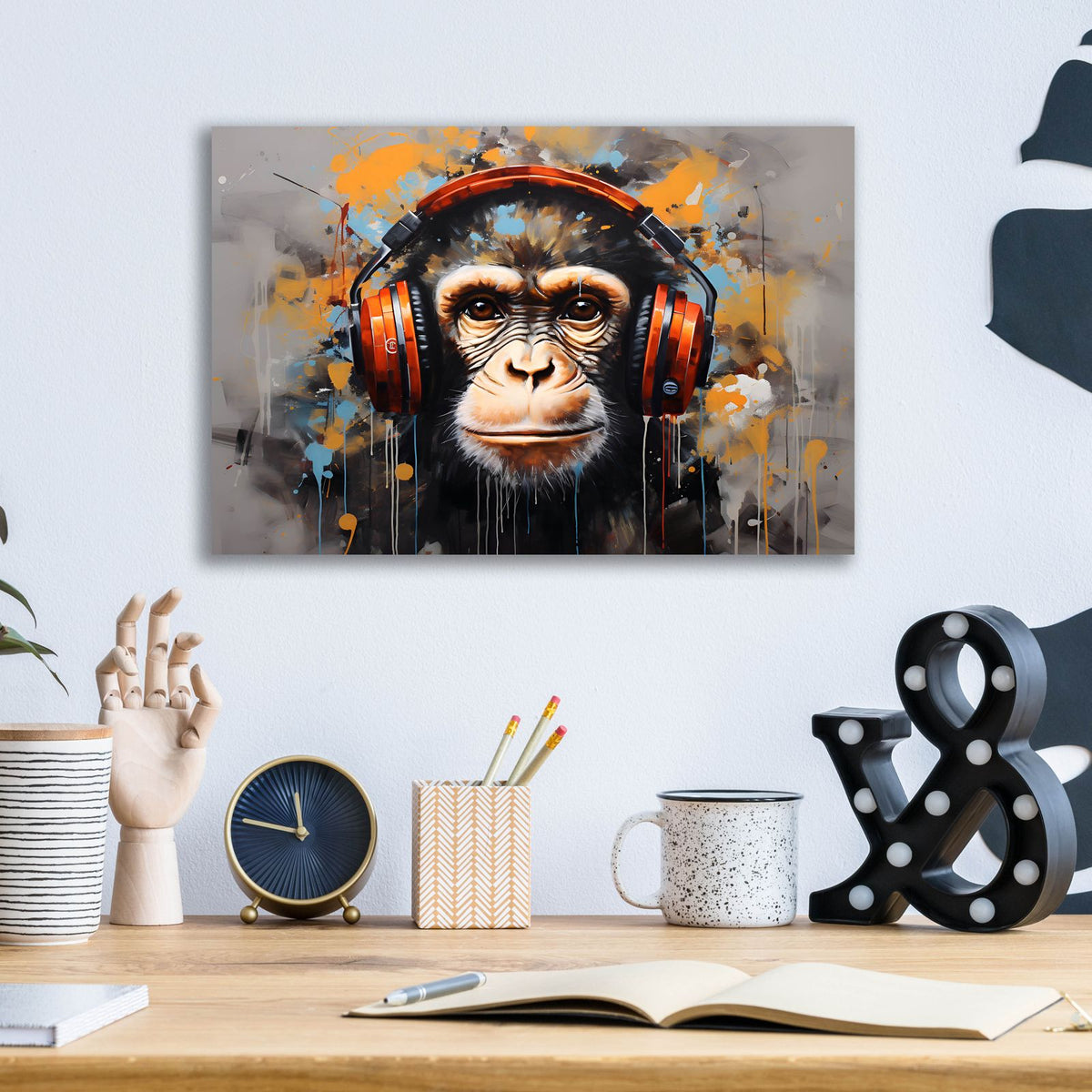 Dj Monkey by Andreas Magnusson - 16x12 acrylic wall art in a room