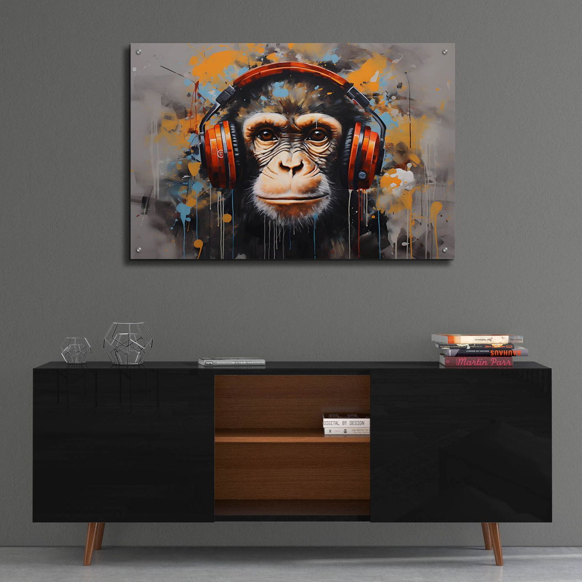 Dj Monkey by Andreas Magnusson - 36x24 acrylic wall art in a room