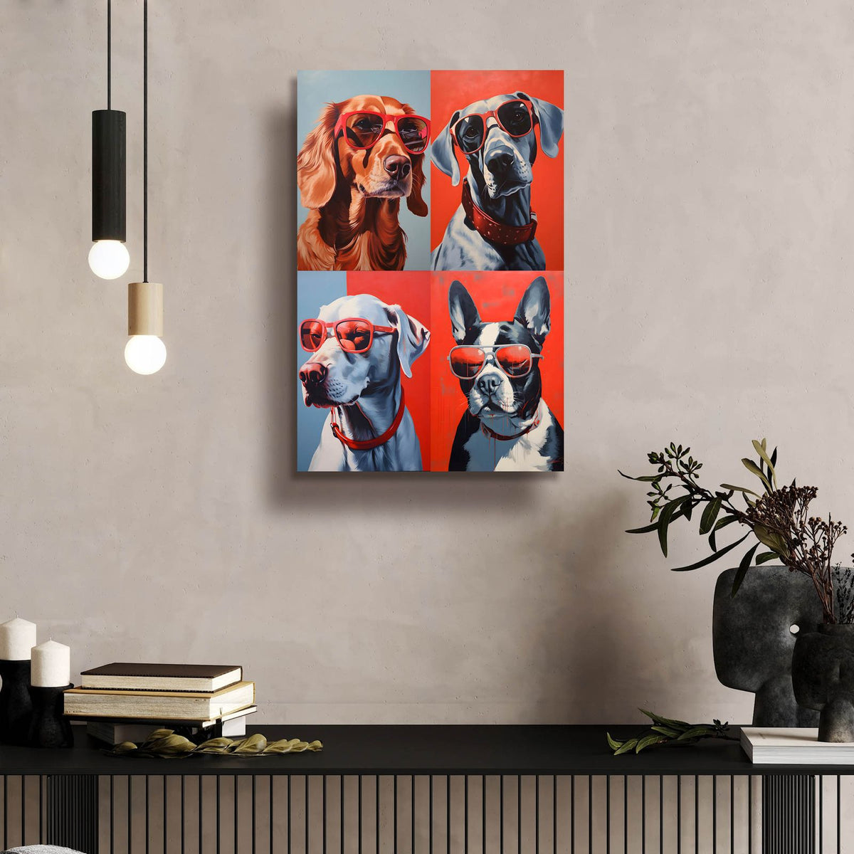 Dogs In Shades by Andreas Magnusson - 16x24 acrylic wall art in a room