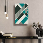 Geometric Teal by Andreas Magnusson - 16x24 acrylic wall art in a room