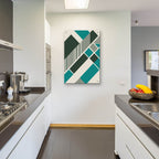 Geometric Teal by Andreas Magnusson - 24x36 acrylic wall art in a room