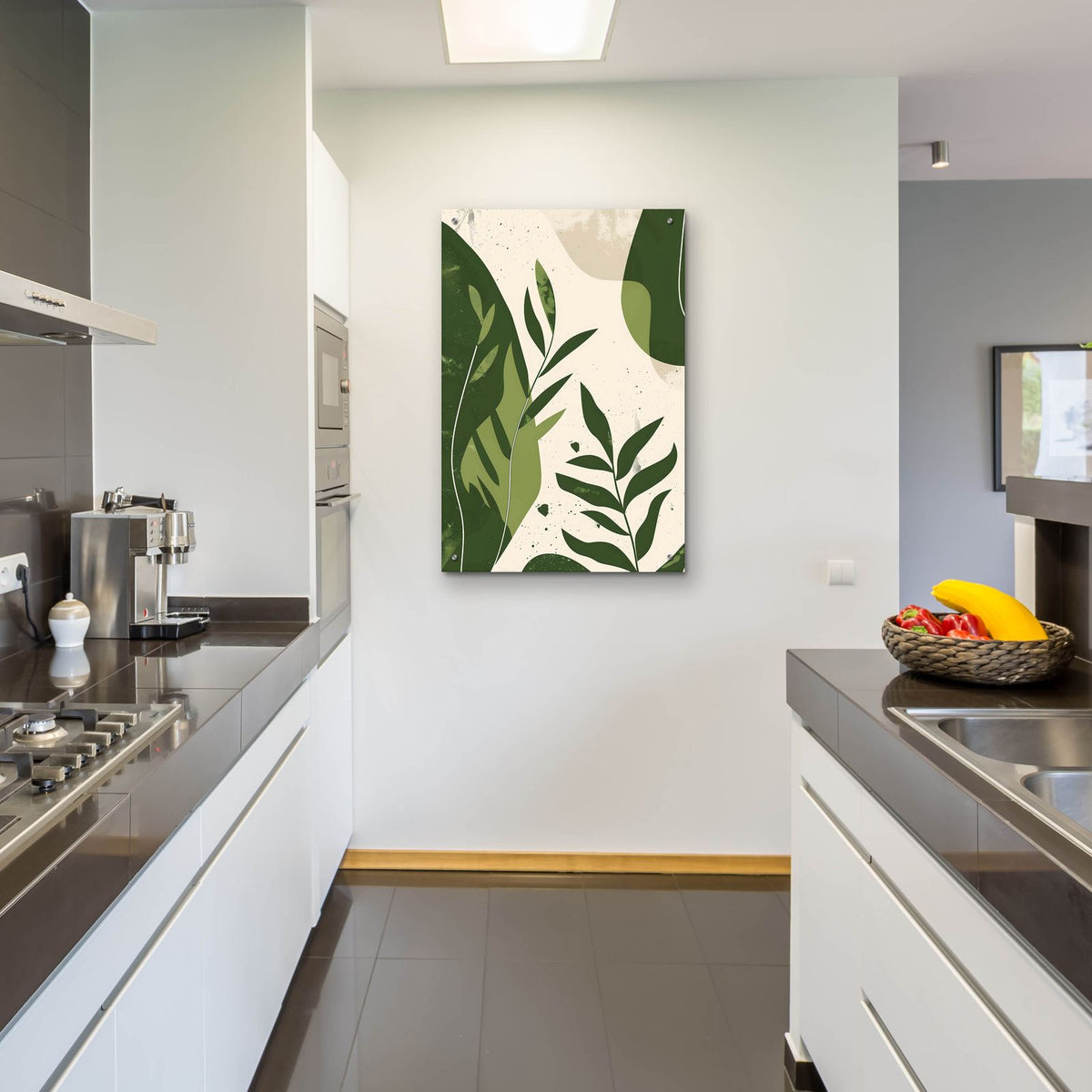 Green Abstract Leaves No 2 by Andreas Magnusson - 24x36 acrylic wall art in a room