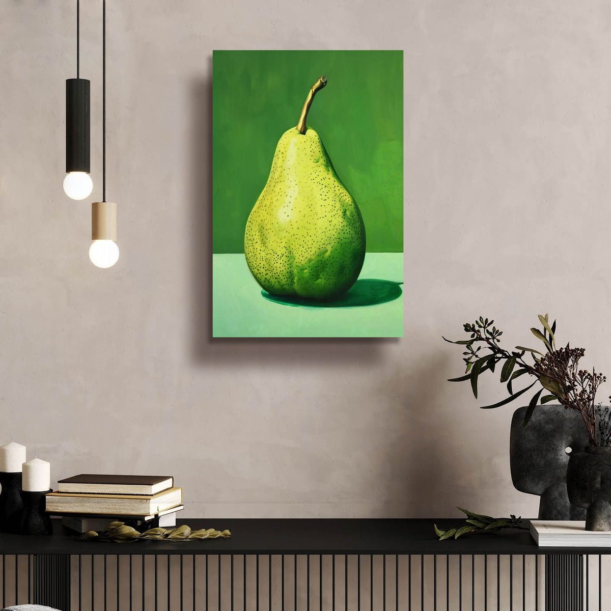 Green Pear by Andreas Magnusson - 16x24 acrylic wall art in a room