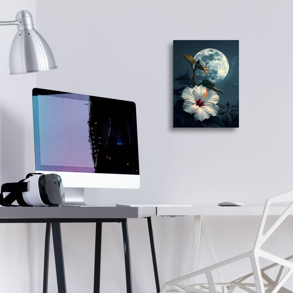 Hibiscus And The Moon by Andreas Magnusson - 12x16 acrylic wall art in a room