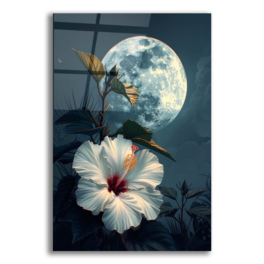 Hibiscus And The Moon by Andreas Magnusson acrylic glass wall art