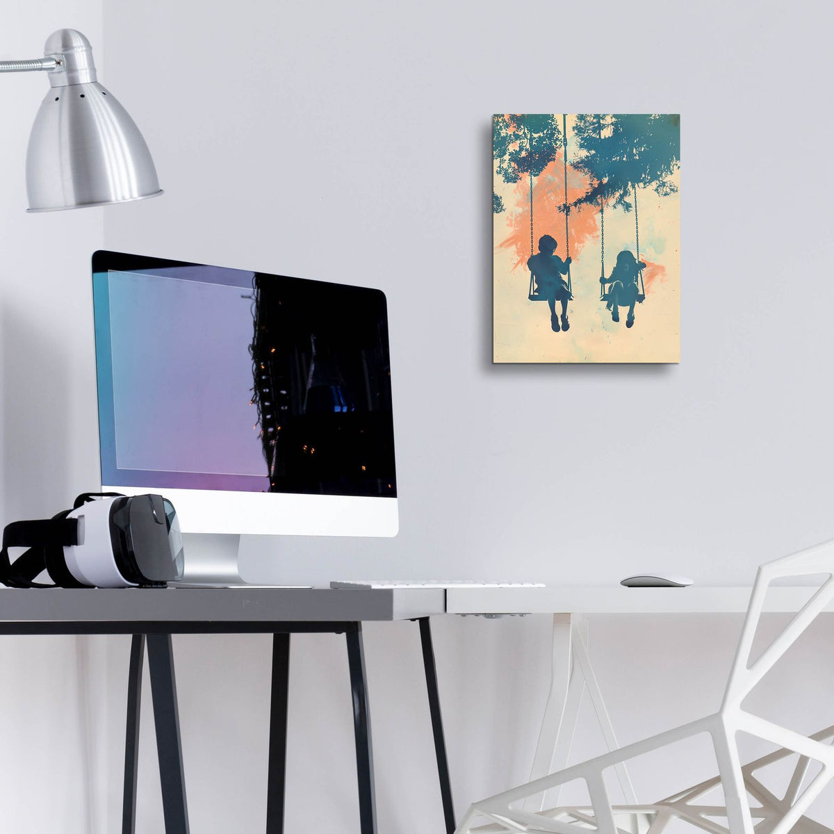 Kids On Swings by Andreas Magnusson - 12x16 acrylic wall art in a room
