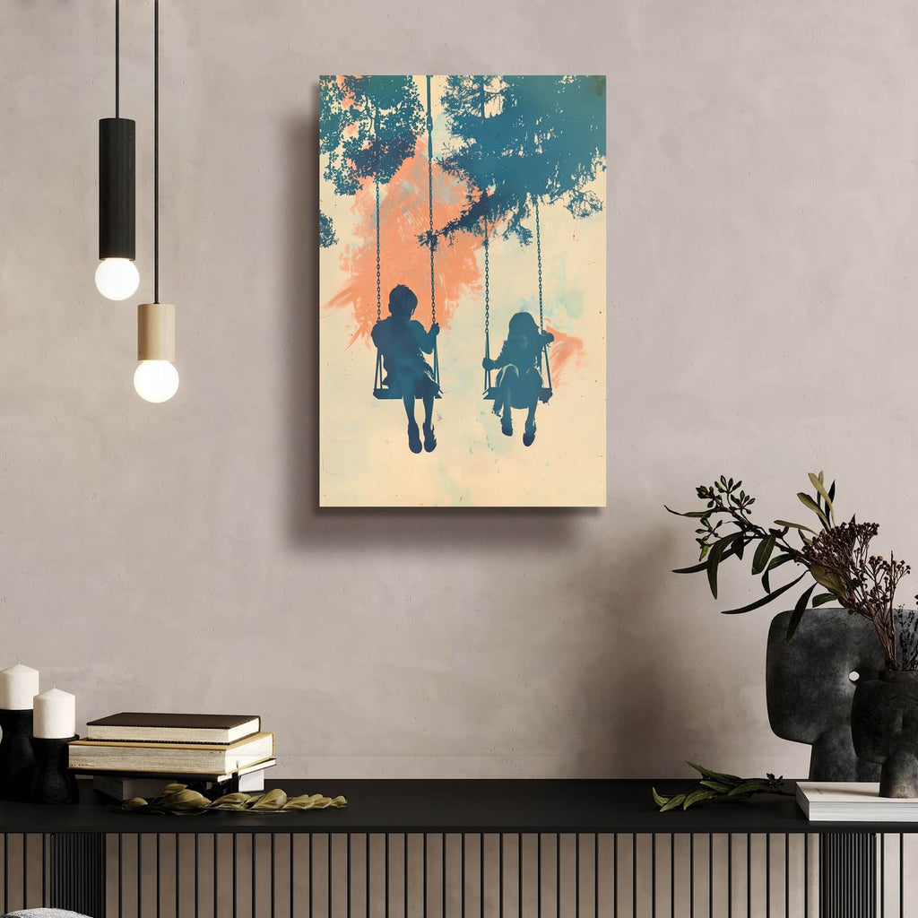 Kids On Swings by Andreas Magnusson - 16x24 acrylic wall art in a room