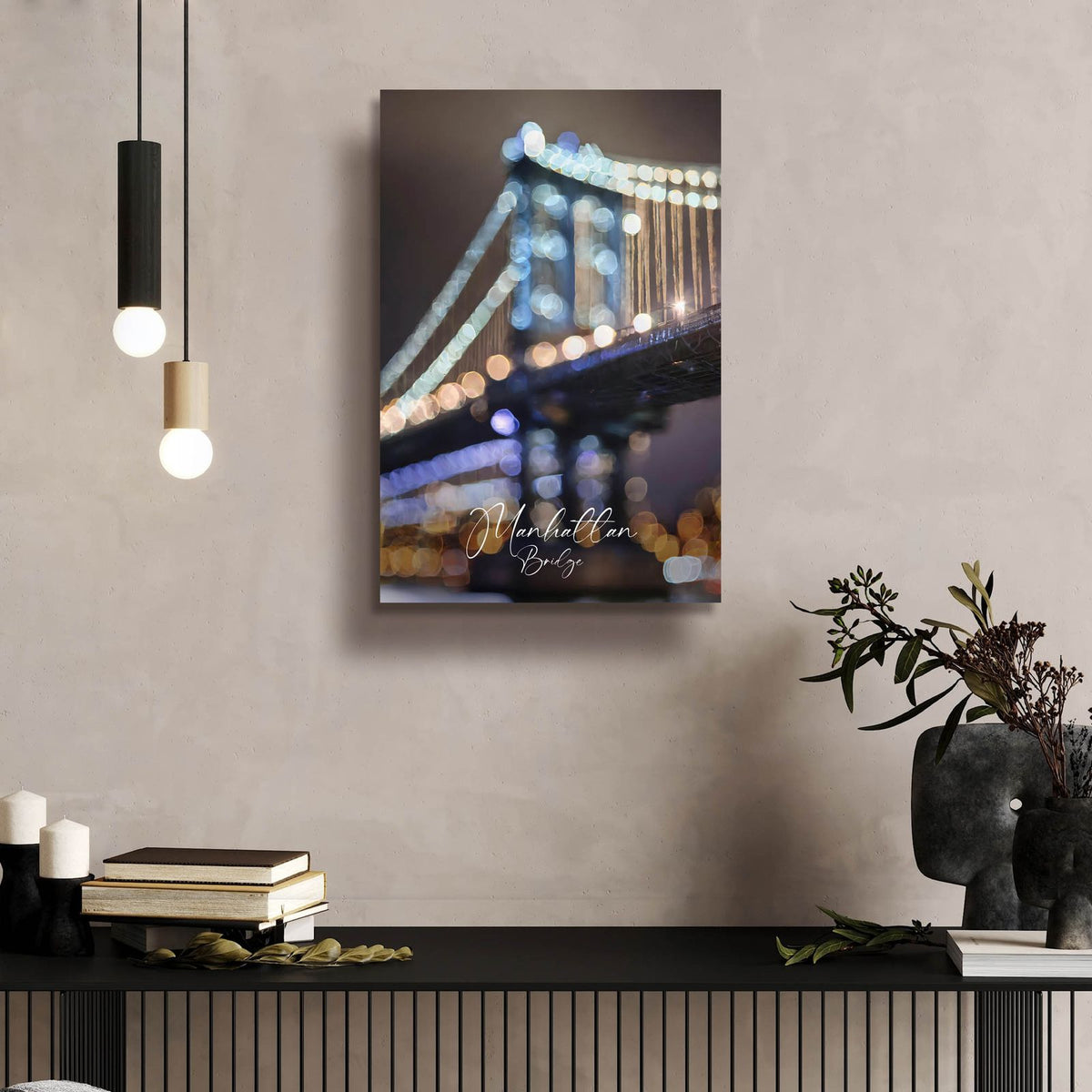 Manhattan Bridge Out Of Focus by Andreas Magnusson - 16x24 acrylic wall art in a room