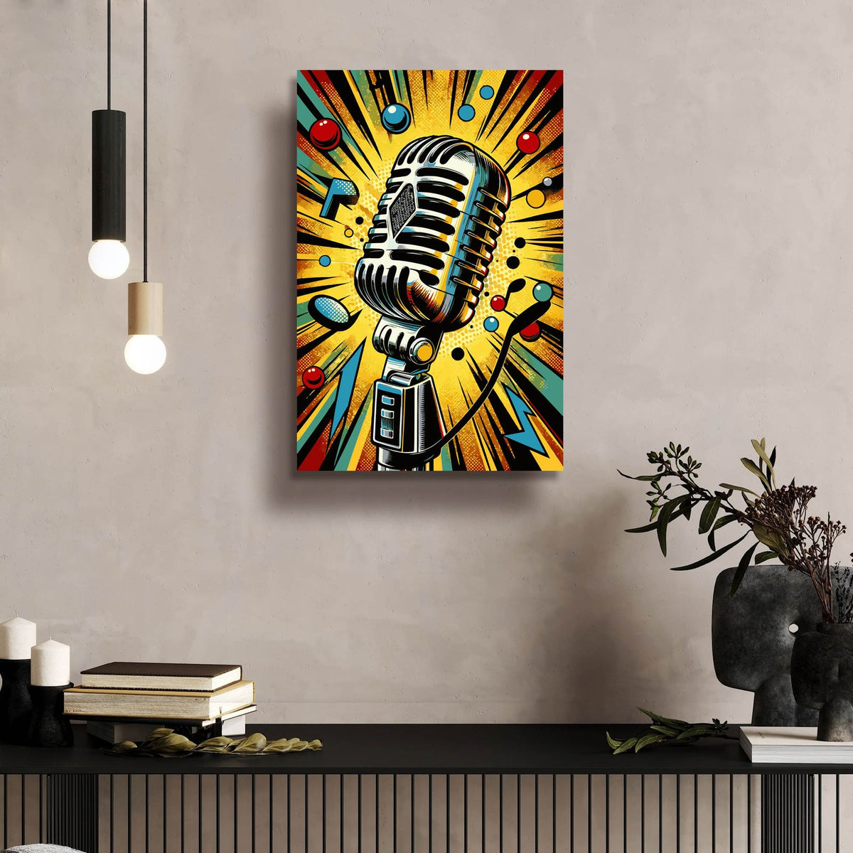 Microphone by Andreas Magnusson - 16x24 acrylic wall art in a room