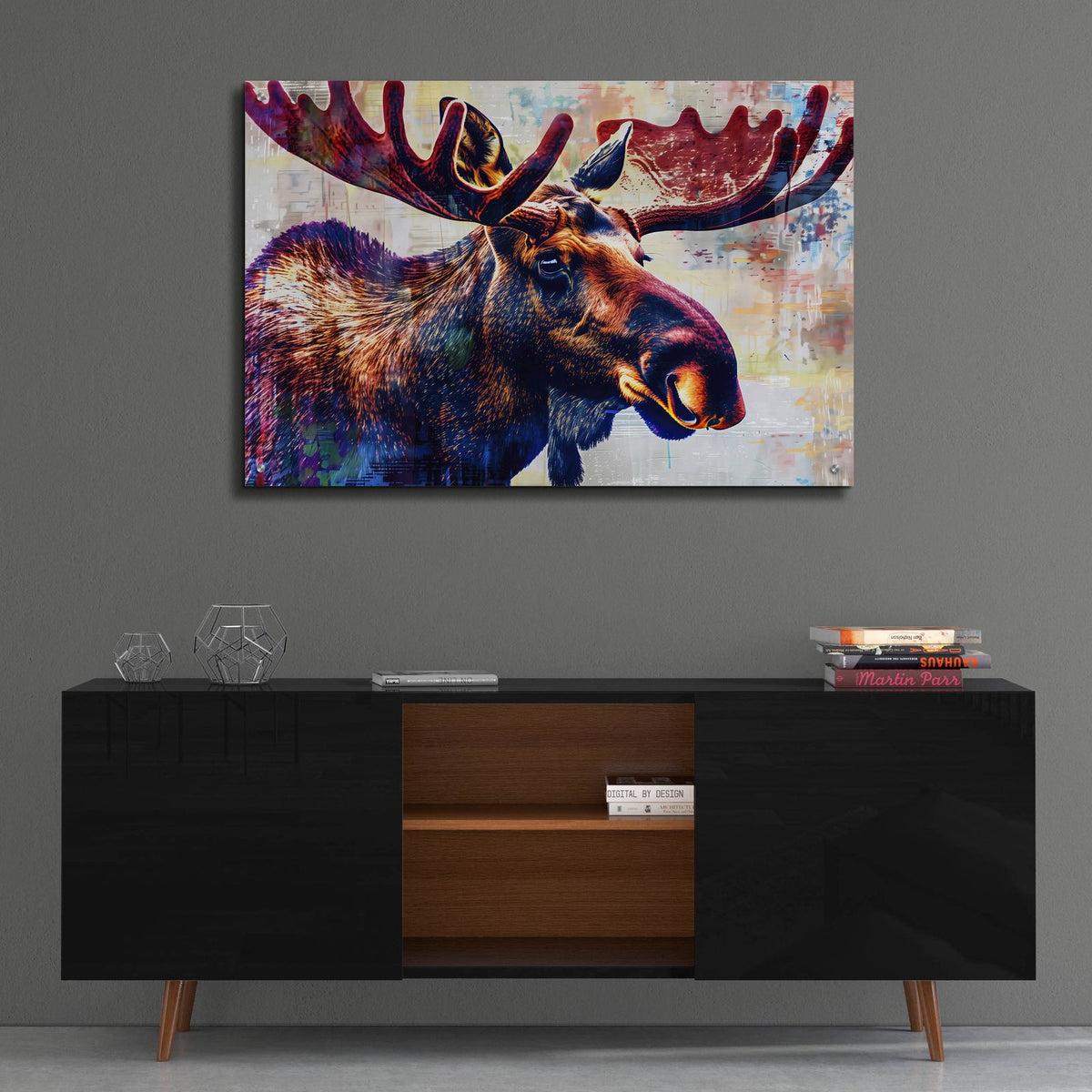 Moose Head by Andreas Magnusson - 36x24 acrylic wall art in a room