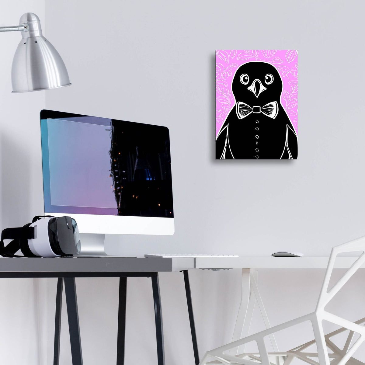 Penguin With A Bow Tie by Andreas Magnusson - 12x16 acrylic wall art in a room