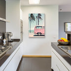 Pink Bus At The Beach by Andreas Magnusson - 24x36 acrylic wall art in a room