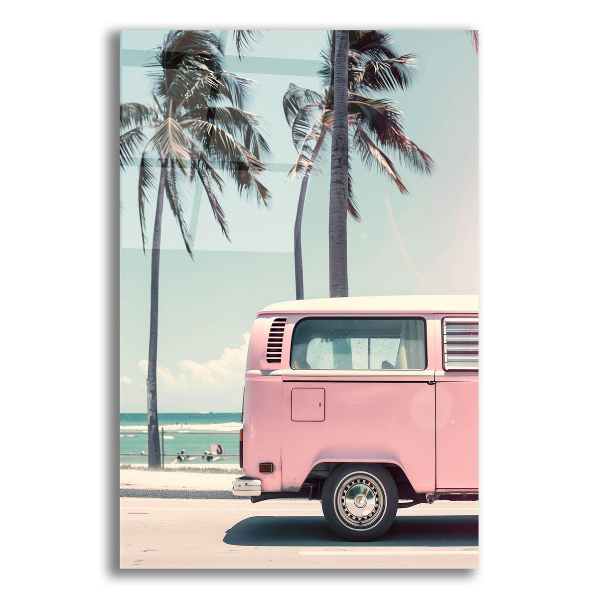 Pink Bus At The Beach by Andreas Magnusson acrylic glass wall art