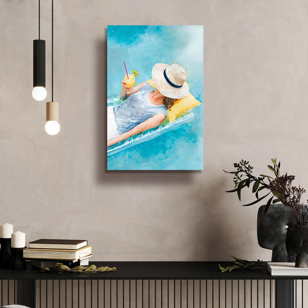 Pool Girl by Andreas Magnusson - 16x24 acrylic wall art in a room