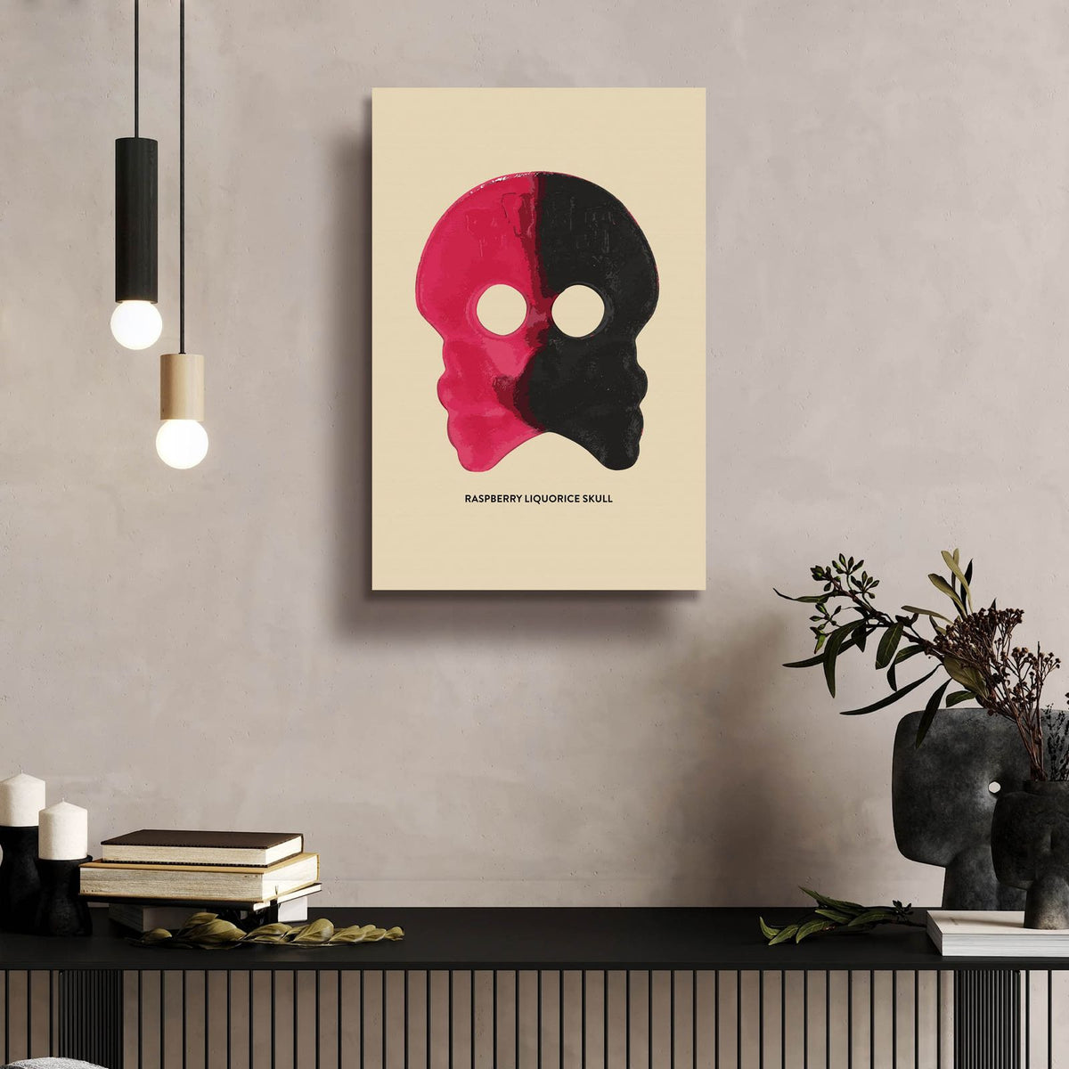 Raspberry Liquorice Skull by Andreas Magnusson - 16x24 acrylic wall art in a room
