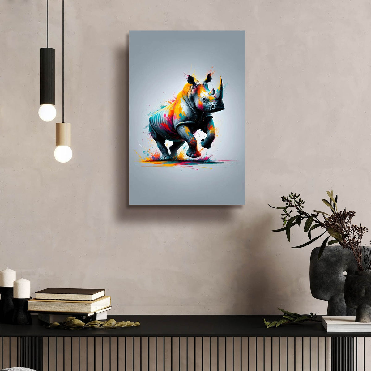 Rhinoceros by Andreas Magnusson - 16x24 acrylic wall art in a room