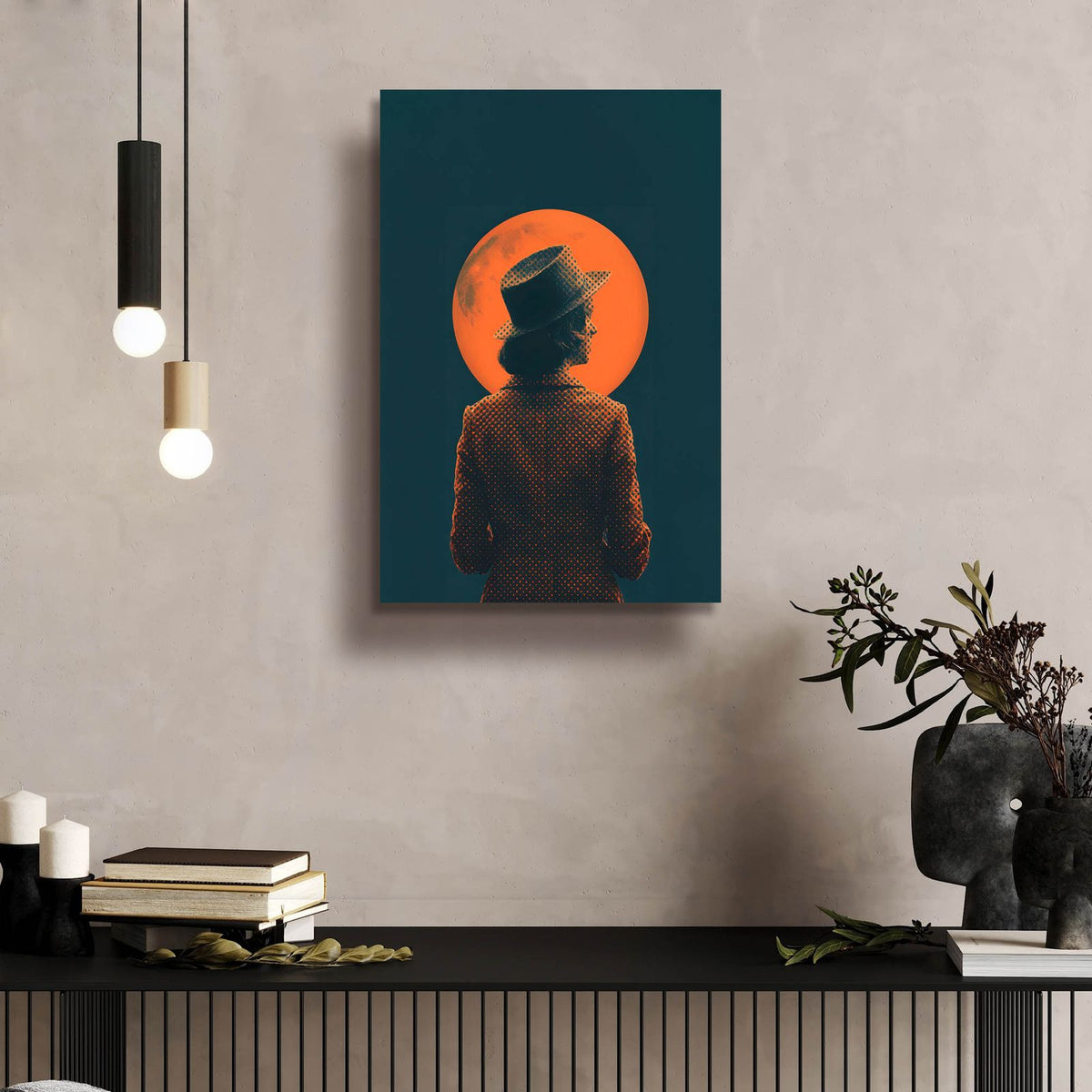 She And The Moon by Andreas Magnusson - 16x24 acrylic wall art in a room