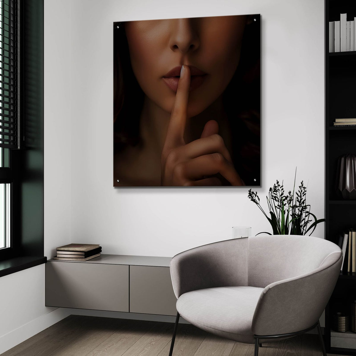 Shush by Andreas Magnusson - 36x36 acrylic wall art in a room